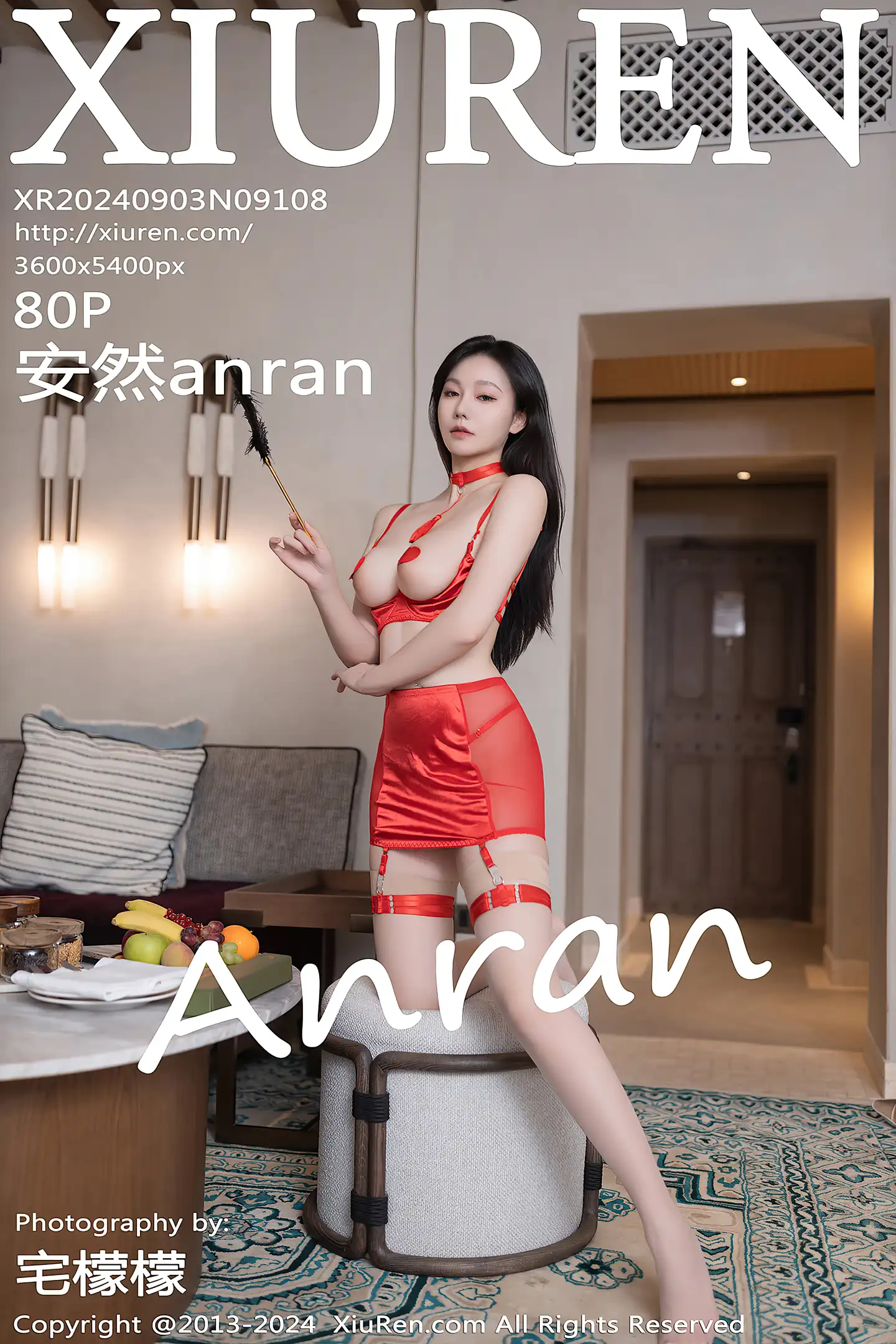 [XiuRen秀人网]No.9108_模特安然anran性感红色情趣服饰配白丝吊袜秀完美身材诱惑写真80P-秀人网 - XiuRen.Space